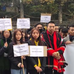 Naga Students Federation protests against CAB outside Raj Bhavan, Kohima on 10-12-19.
