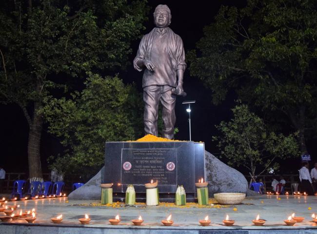 All Assam Students' Union (AASU) celebrated 91th Birth Anniversary of Dr Bhupen Hazarika at Dighalipukhuri Guwahati onFriday. Photo by UB Photos