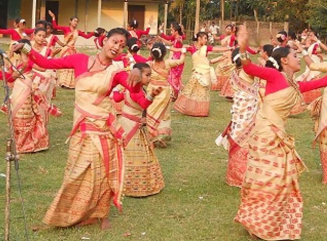 Bihu dance practice session at Raha