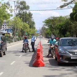 Police barricade during lockdown in Guwahati. Photo by UB Photos.