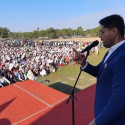 Lurin Jyoti Gogoi AASU General Secretary addressing public meeting protest against CAA at Naharkatia Kalapani play ground on 31-12-19. Photo by UB Photos
