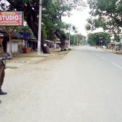 Tamulpur-Security during curfew. Photo: UB Photos