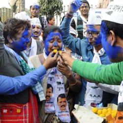 AAP Guwahati cadres celebrating