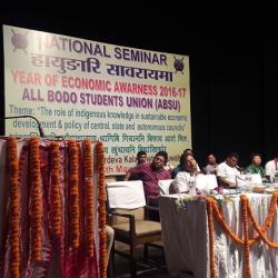 Dr Hemen Bhattacharjee Director Extension Education of Assam Agriculture University speaking during seminar organised by ABSU