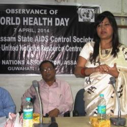 oted social activist Dr. Akashitora addressing the gathering on the occasion of World Health Day 2014 at SIHFW, Khanapara, Guwahati