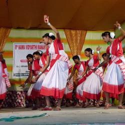 Students performing traditional Adivasi Jhumur dance on the ocassion at Bordoloi Bhavan Tangla on Wednesday. 