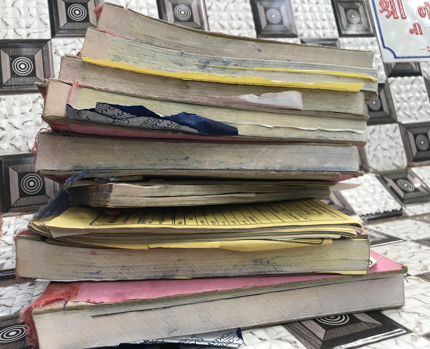 In just one crematorium in Amreli 7.5 death registers were filled in the months of April and May. Every register has 100 pages. Credits: Shreegireesh Jalihal/The Reporters’ Collective