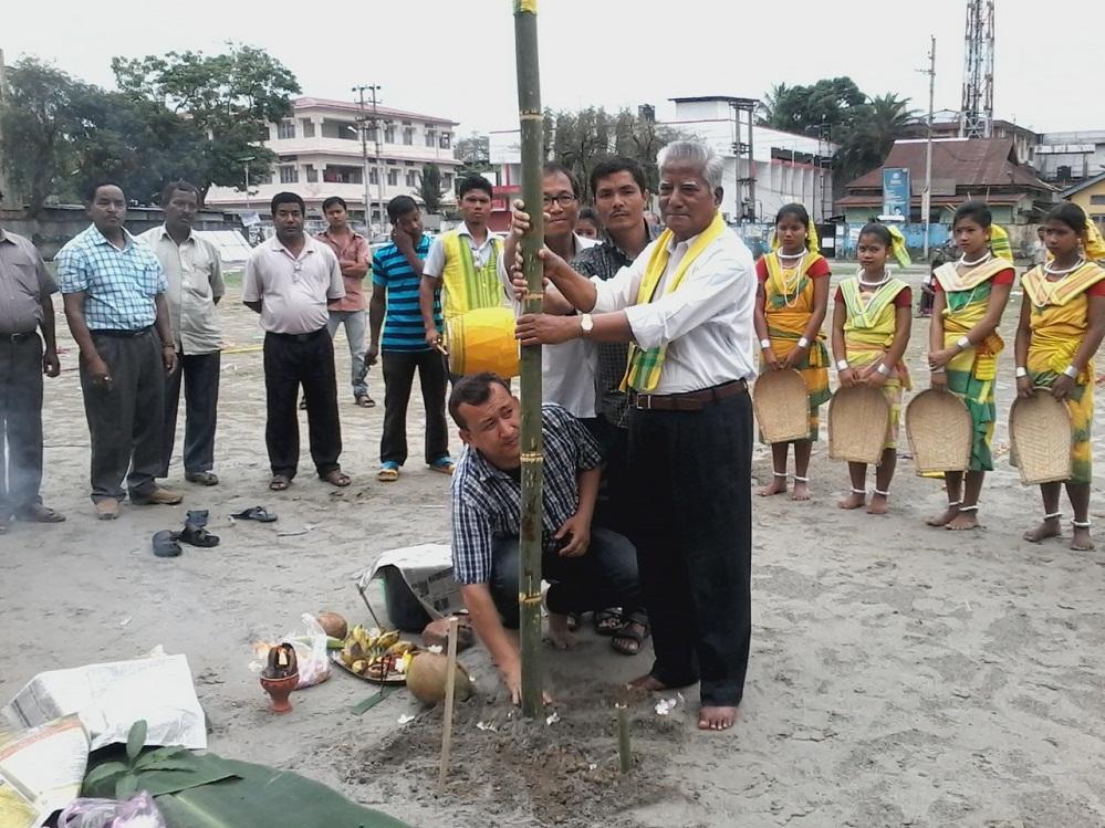 Photo of Mukut Barman while laying laikhuta for bishuwa utsav in Kokrajhar
