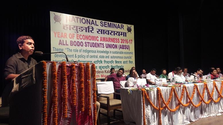 Dr Hemen Bhattacharjee Director Extension Education of Assam Agriculture University speaking during seminar organised by ABSU