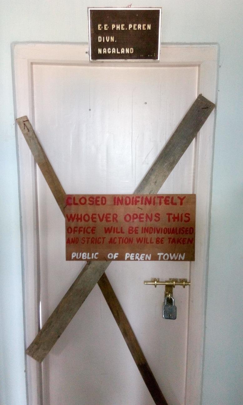 EE PHED at New DC Complex, Peren HQ locked and sealed by the public of Peren Town on Saturday