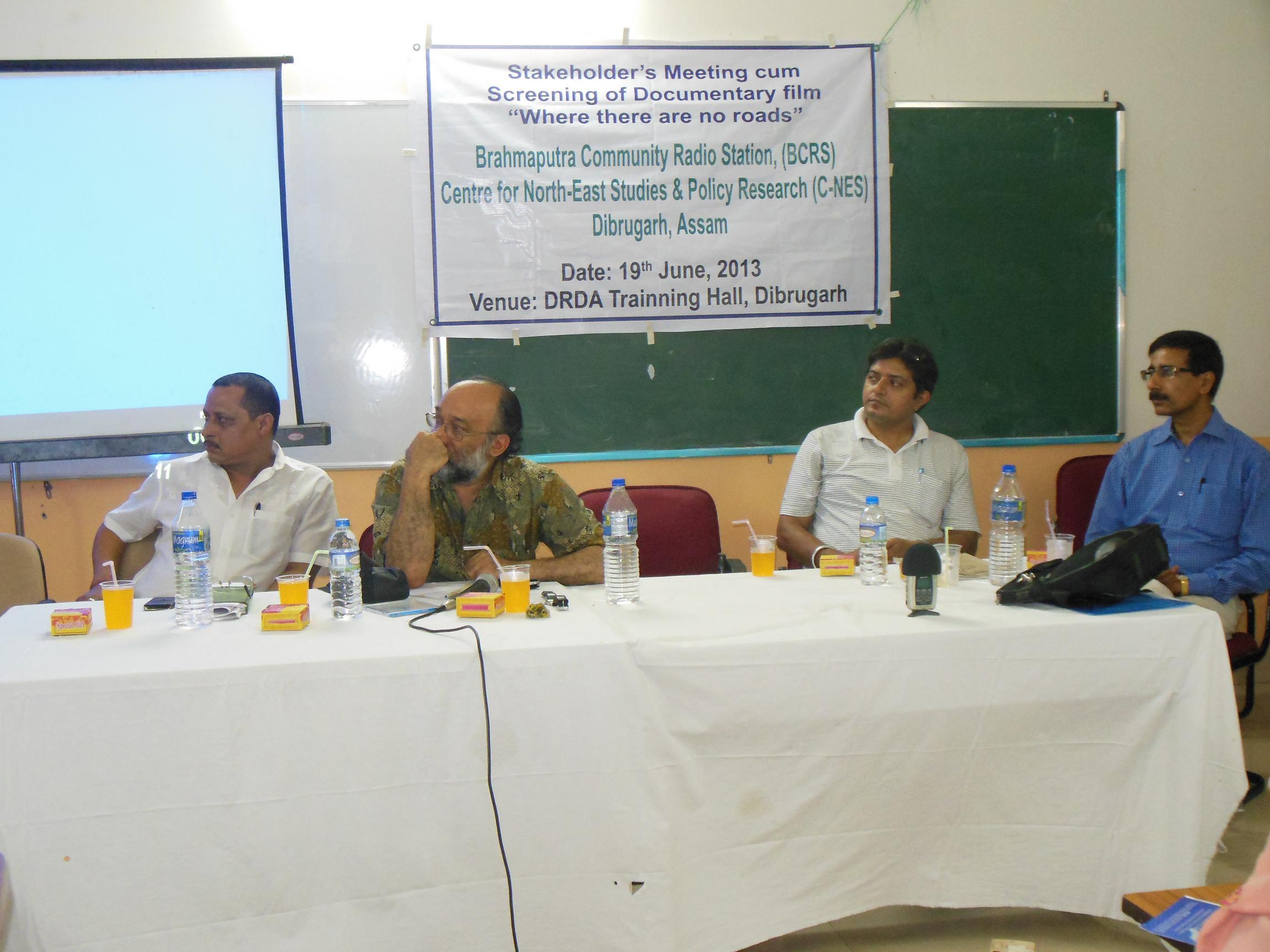 Panelists of the discussion (fr left Sri. Mukul Kachari, District Lead Bank Manager, Sri Sanjoy Hazarika MT, C-NES, Dr. Pranjal Sarma,