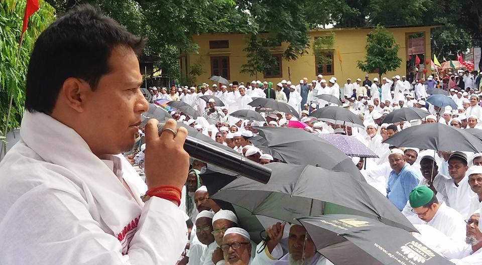 MLA Gurujyoti Das adrresses the public at Mangaldai Idgah