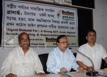 DR. Ruhini Kr Baruah delivering speech suggesting a law against superstition, witch hunting etc at Guwahati Press Club on 19-03-15. Pix by UB Photos 