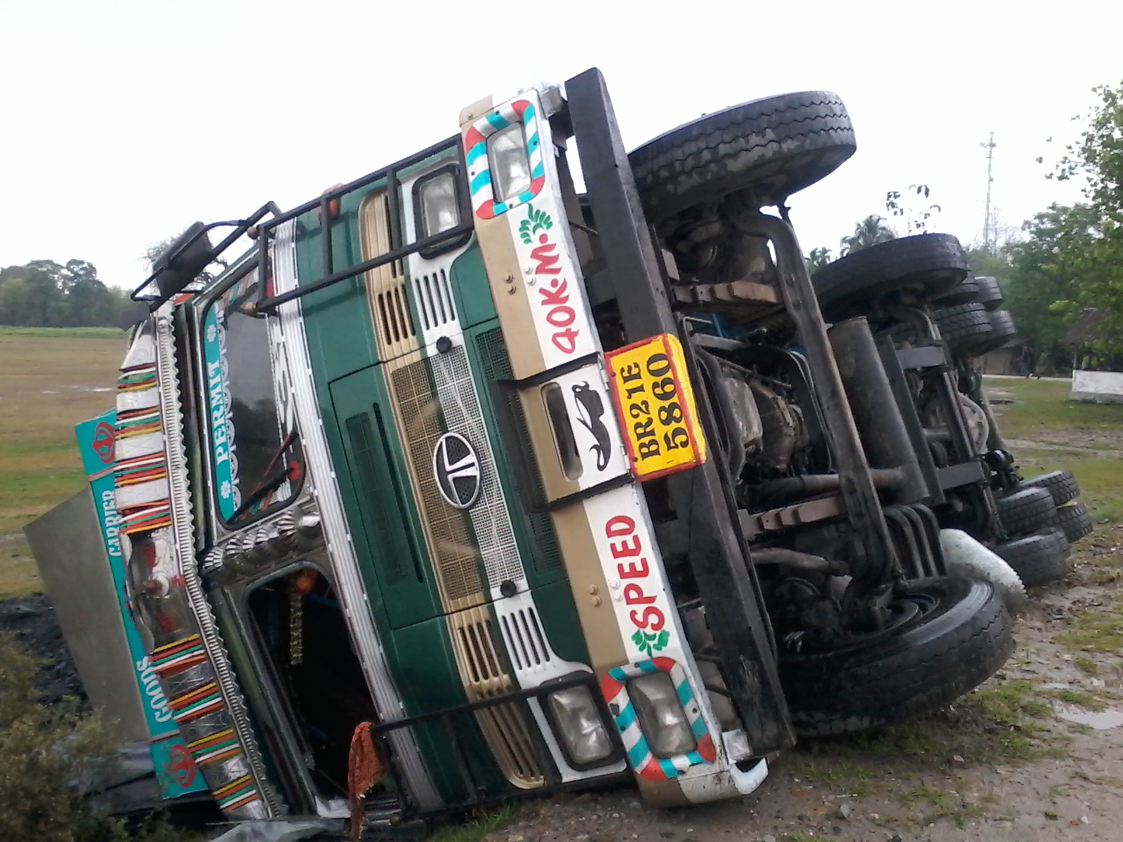 Narrow escape for trucker