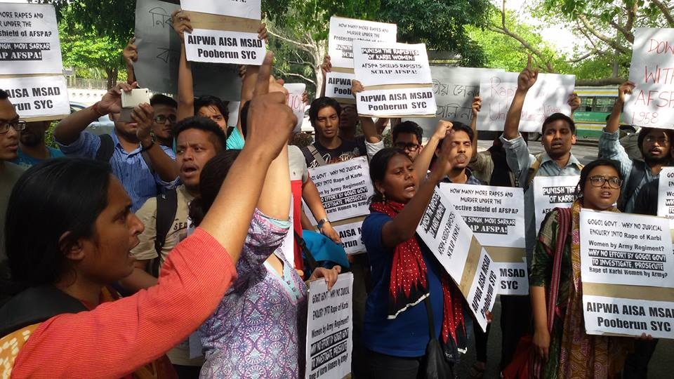 Protest on Karbi Anglong rape incident at Delhi