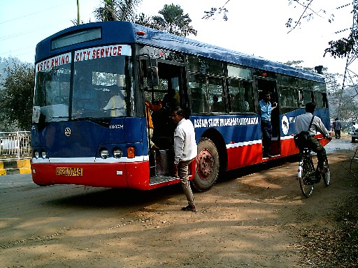 City bus service at night 