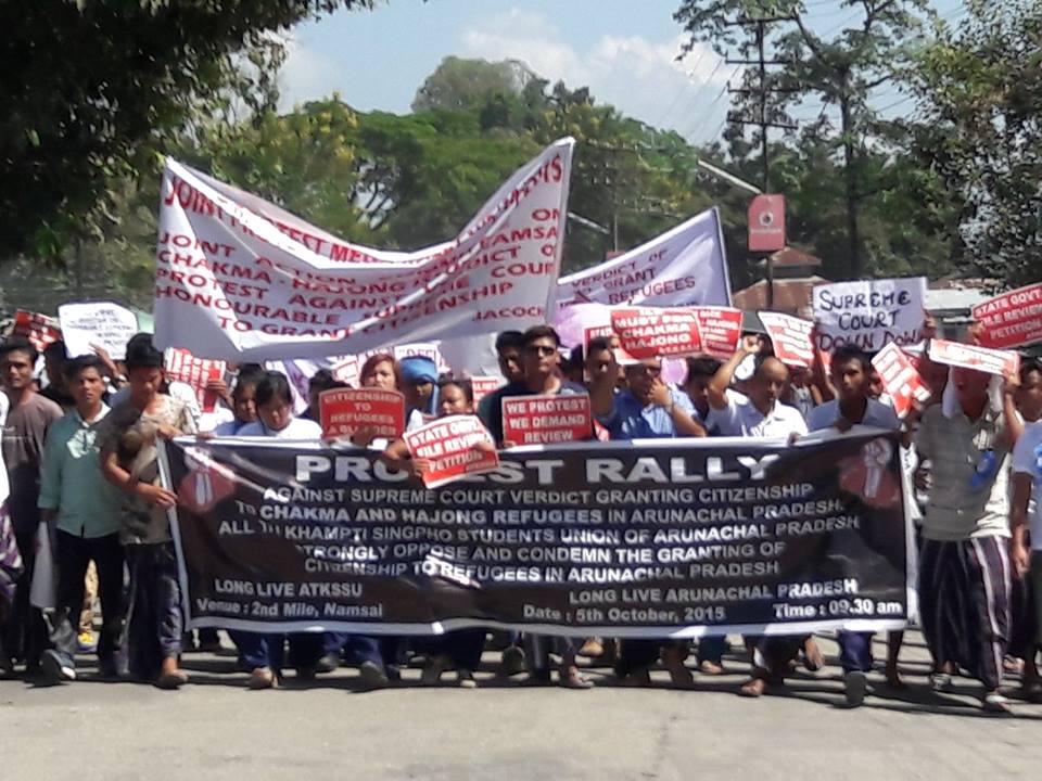Namsai protests against refugees