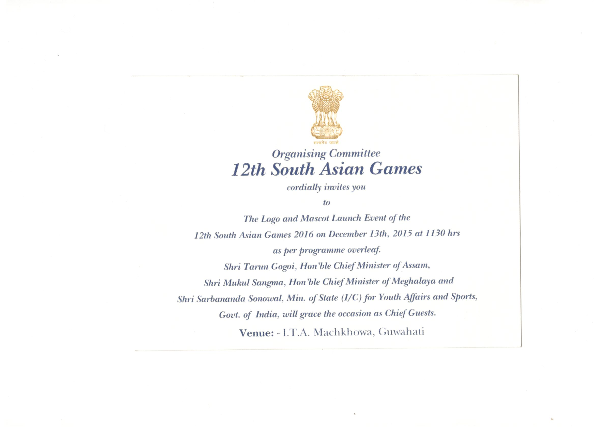 South Asian Games to release mogo, mascot