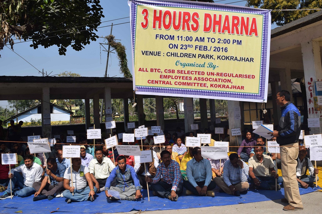 BTC employees stages dharna