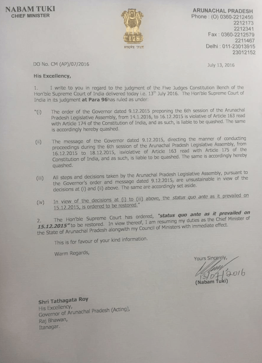 Tuki back as Arunachal Pradesh CM