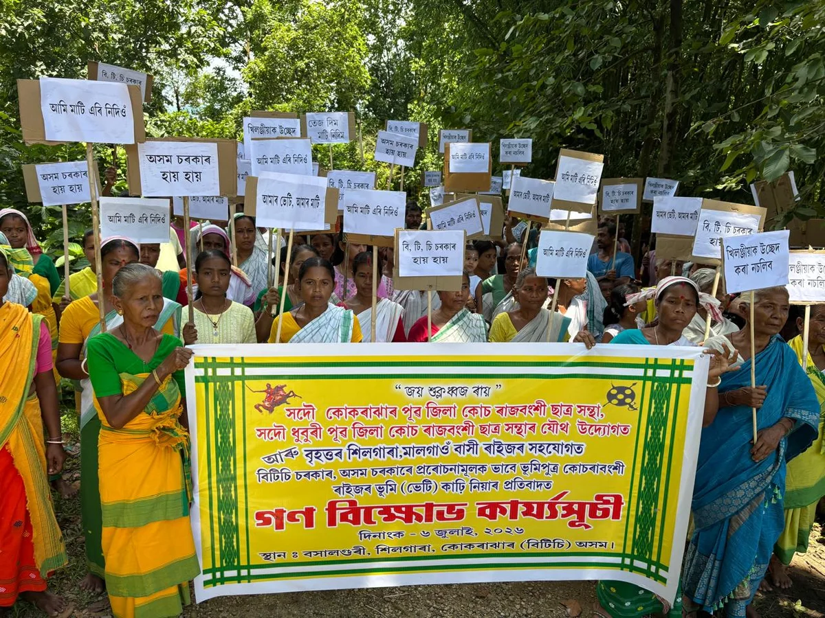 Koch-Rajbongshi groups protest proposed eviction for APDCL project in Kokrajhar