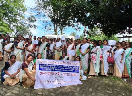 Anganwadi workers stage Black Day protest in Nazira, demand regularisation and fair wages