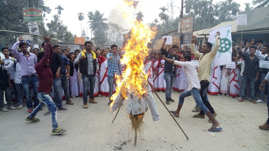 Students burn Himanta's effigy 
