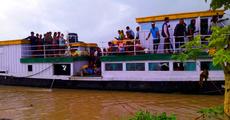 Here comes the boat to rescue the flood hit