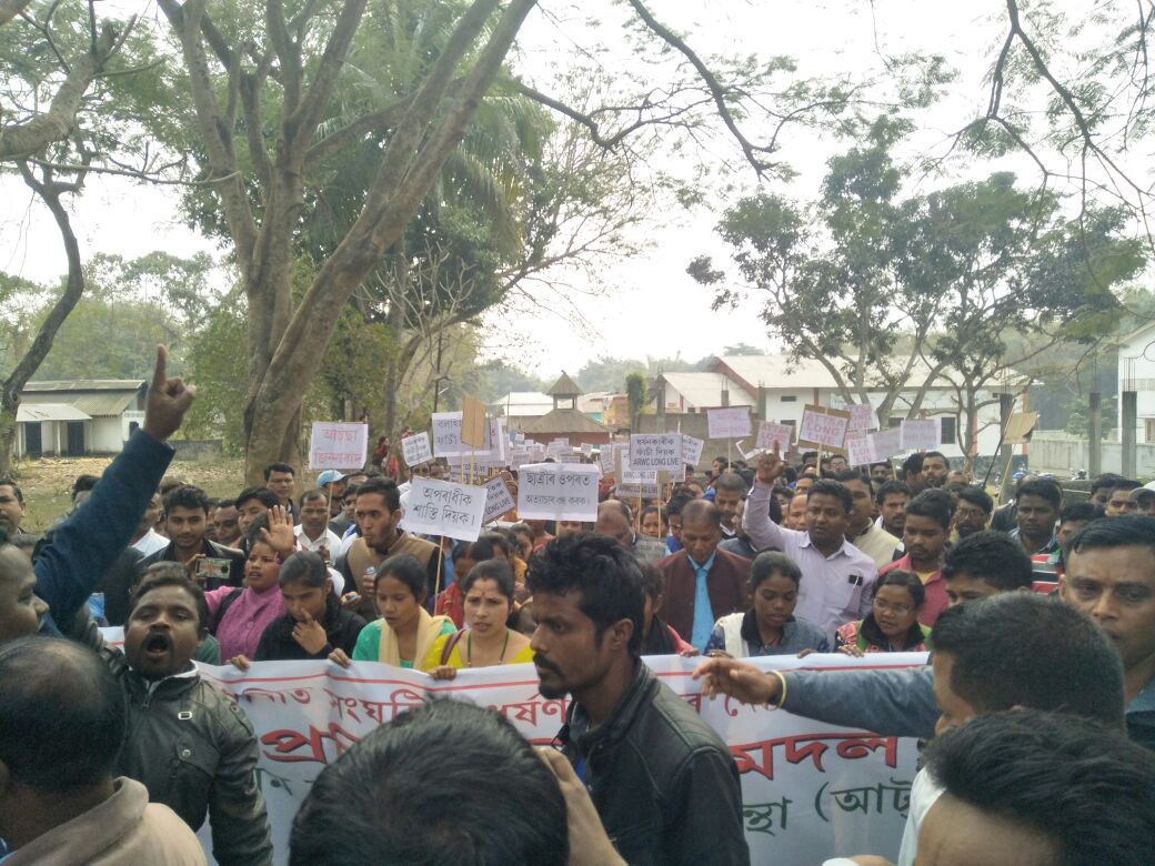 Huge protest on Dhekiajuli road