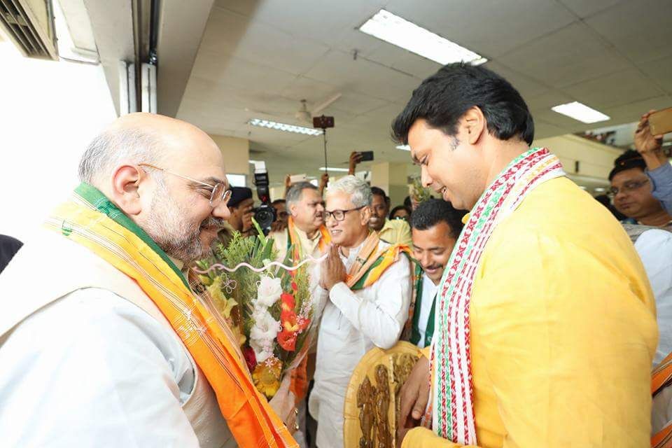 Biplab taking oath as Tripura CM