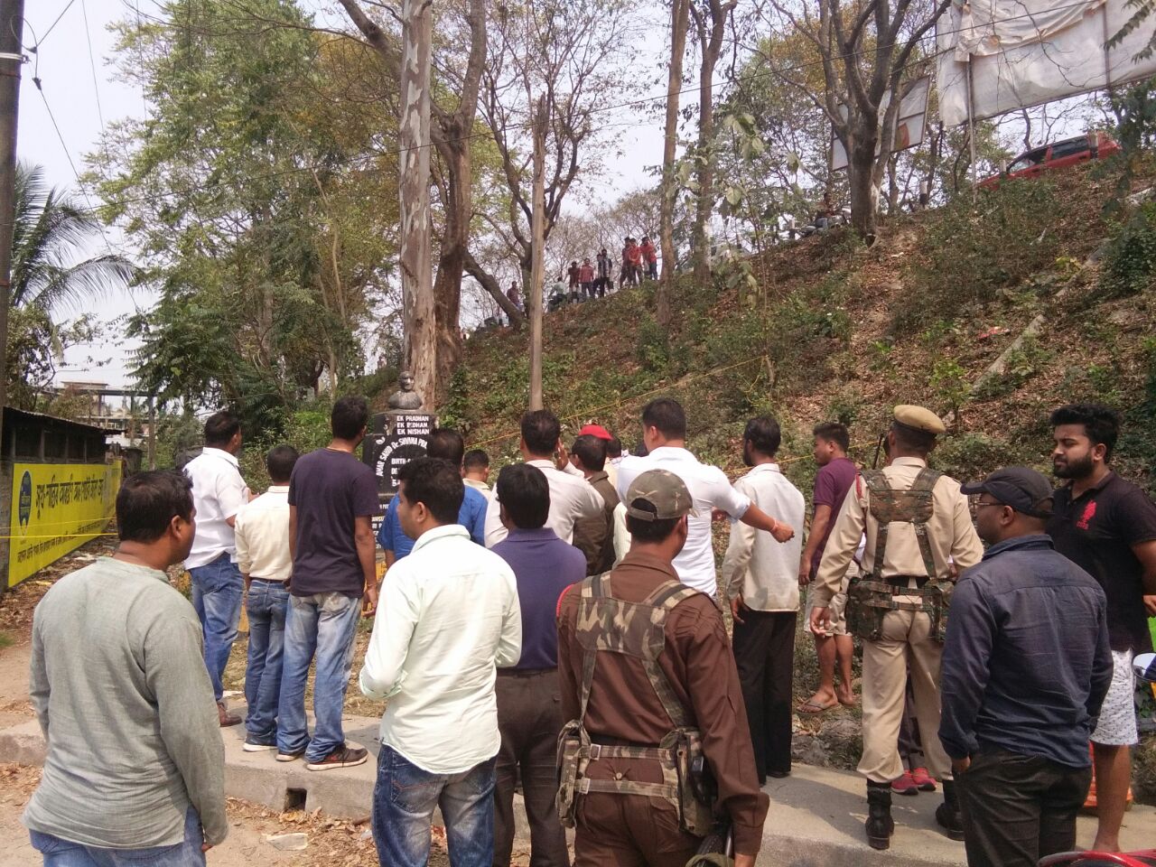 Mukherjee statute vandalized