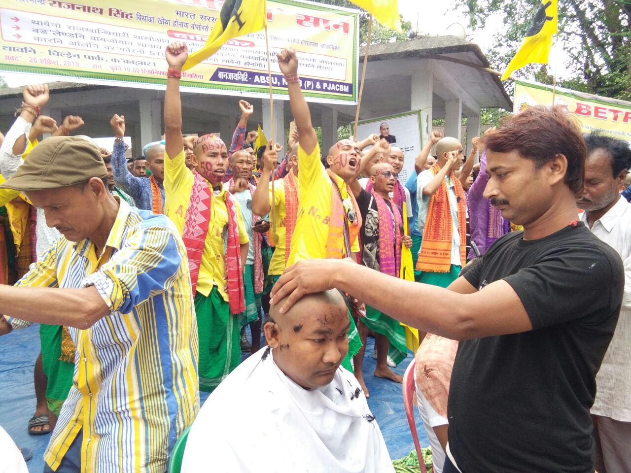 Agitators tonsure demanding Bodoland