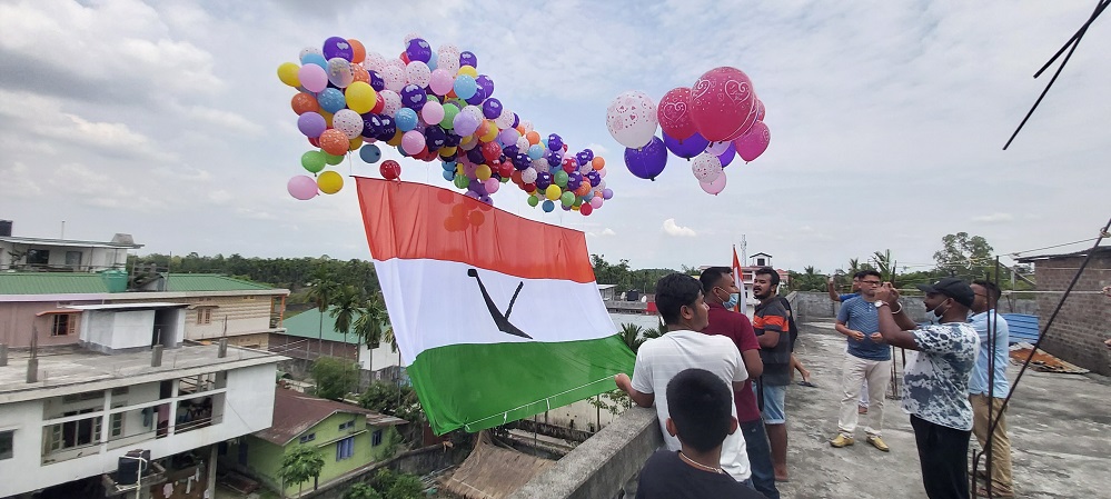 Massive party flag in flight to protest Guv rule