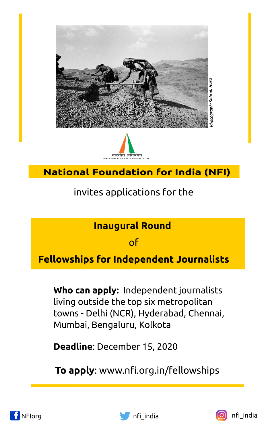 Fellowships for Independent Journalists, apply before Dec 15