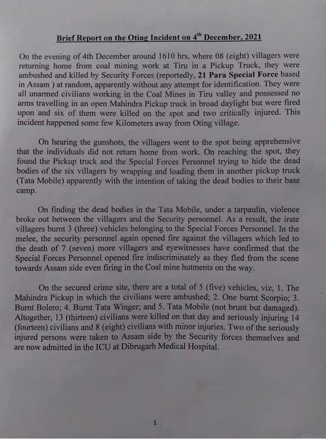 Report on Nagaland's Oting Incident
