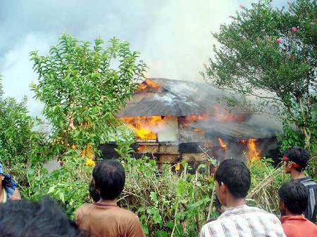 Houses Set on Fire in suspect of practicing witchcraft at a village in Meghalaya