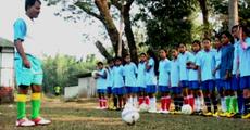 Village girls in Rani taking up Football