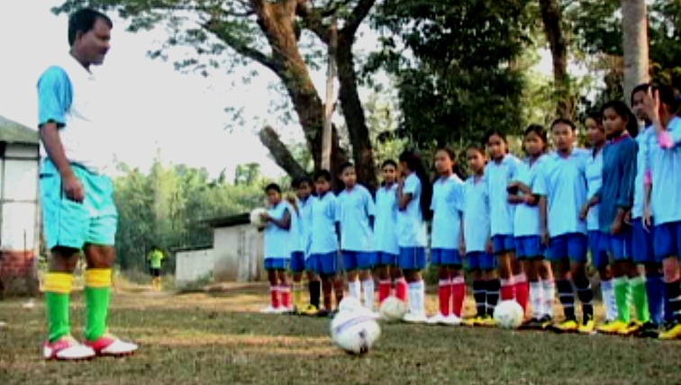 Village girls in Rani taking up Football
