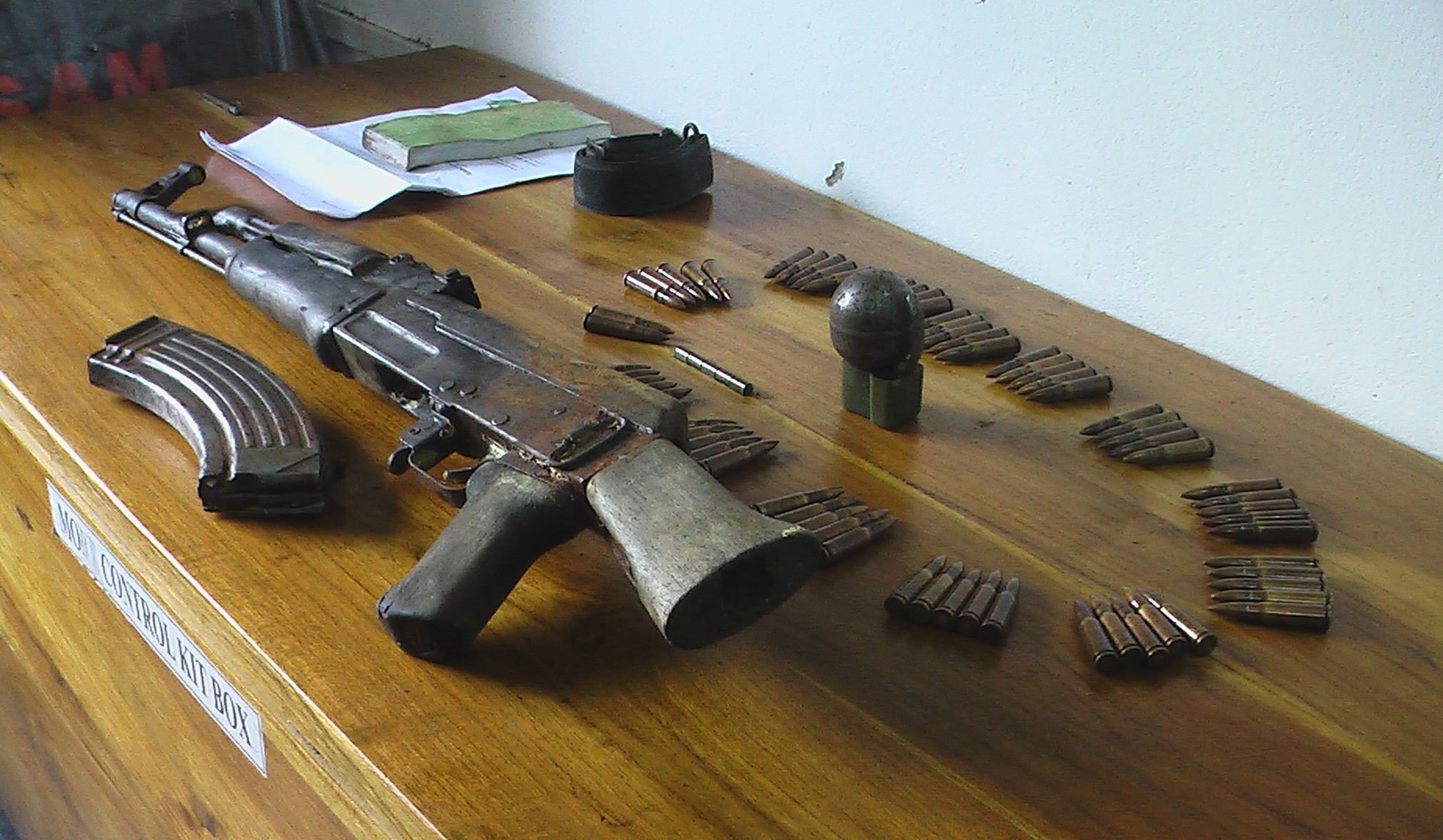 Arms and ammunitions recovered at Dokmoka