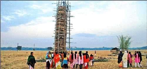 Assam type model  “Bhela Ghar”at Nami-Dikshu for Bhogali Mela