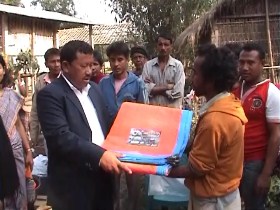 Relief distributed to the fire affected families at Borguri Mishing Gaon