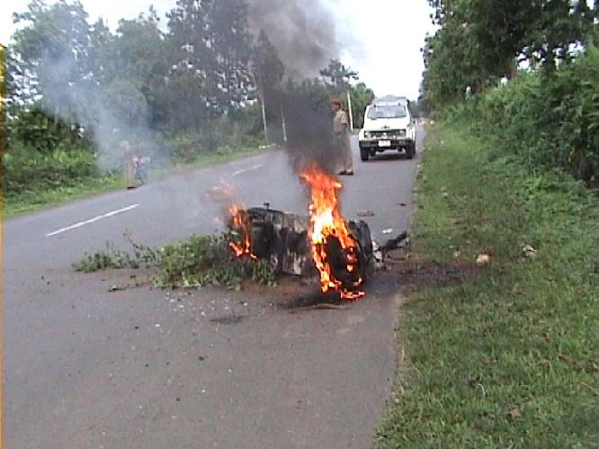 Scooter Set Ablaze During Goalpara Bandh