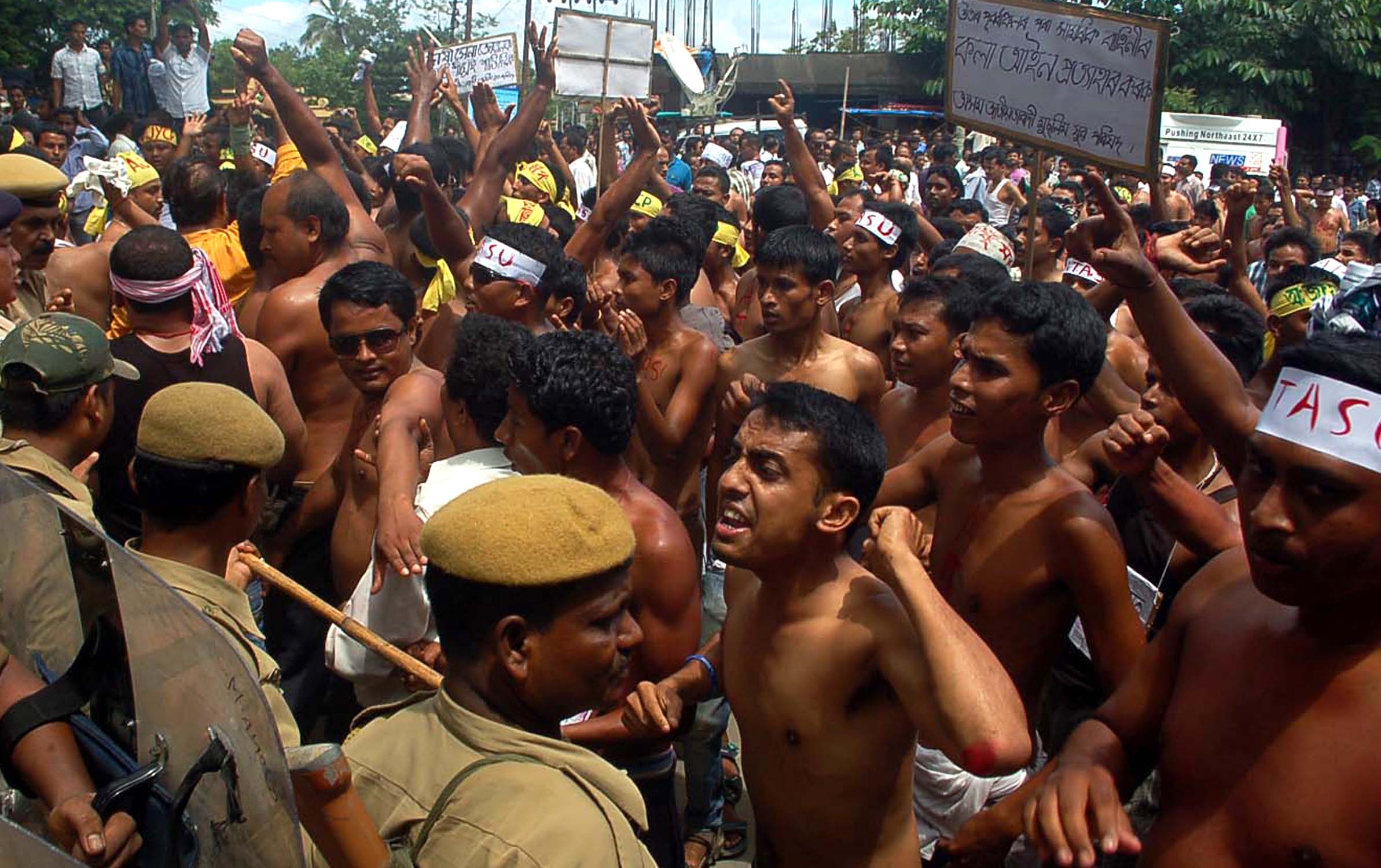 Half-naked protest in Sivasagar town