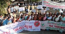 Road block in Golaghat demanding OC's arrest