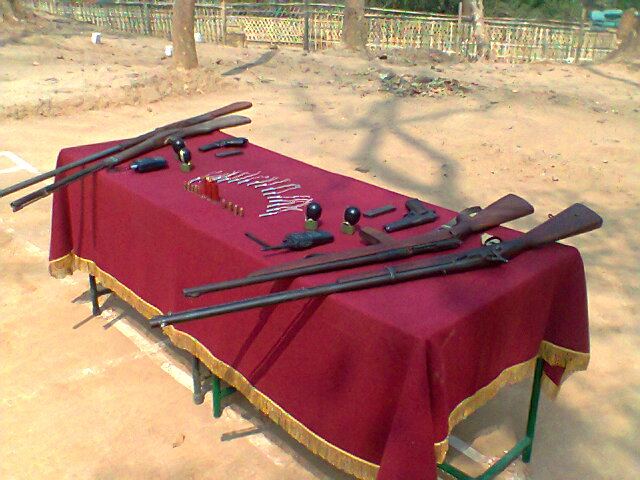 Huge cache of arms & ammunition recovered at Maibang